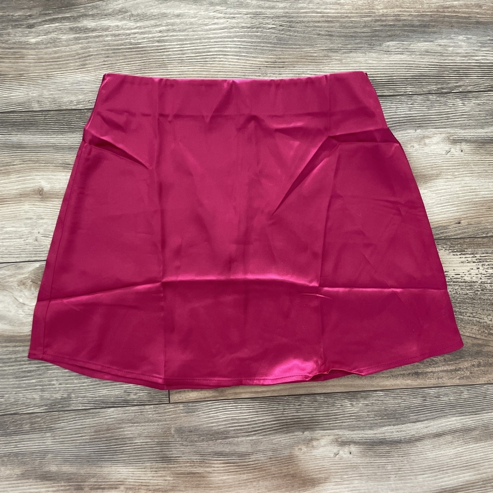 Zeagoo Women Y2k Mini Skirt Staini Silk High Waisted Zipper Beige Skirt Pink--S